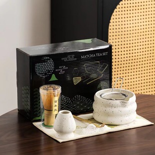 日式陶瓷抹茶碗带嘴沙拉碗宋代点茶器打抹茶工具礼盒套装茶道配件
