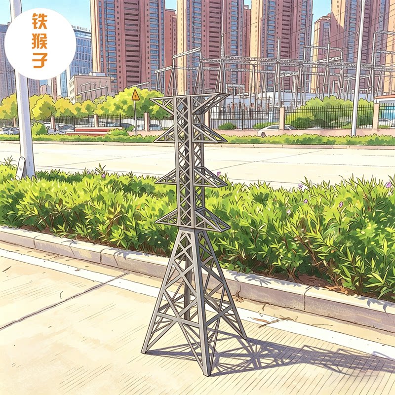 铁艺酒杯型猫头干字型耐张塔直线平顶跨越沙盘电力展厅摆件模型