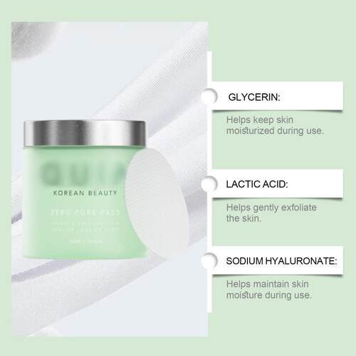 Quia Zero Pore Pads面部清洁垫片 温和清洁亮泽肌肤保湿洁面垫