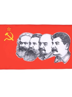 USSR 苏联四人物旗帜100D涤纶红色共产主义旗帜 64*96cm 96*144cm