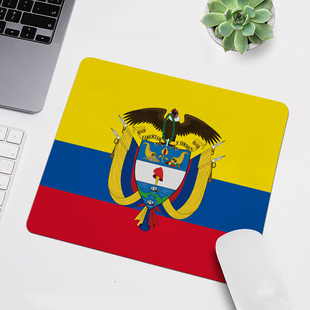 哥伦比亚国旗徽章鼠标垫便携小号办公学习游戏环保橡胶垫来图定制