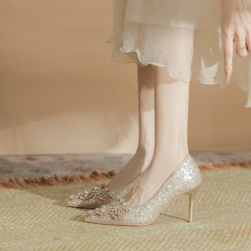 秀禾婚纱新娘鞋女2025新款水晶鞋