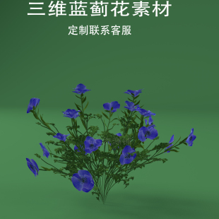 三维C4D蓝蓟花3ds植物花草fbx蓝刺头ai模型生成二次开发混元3D