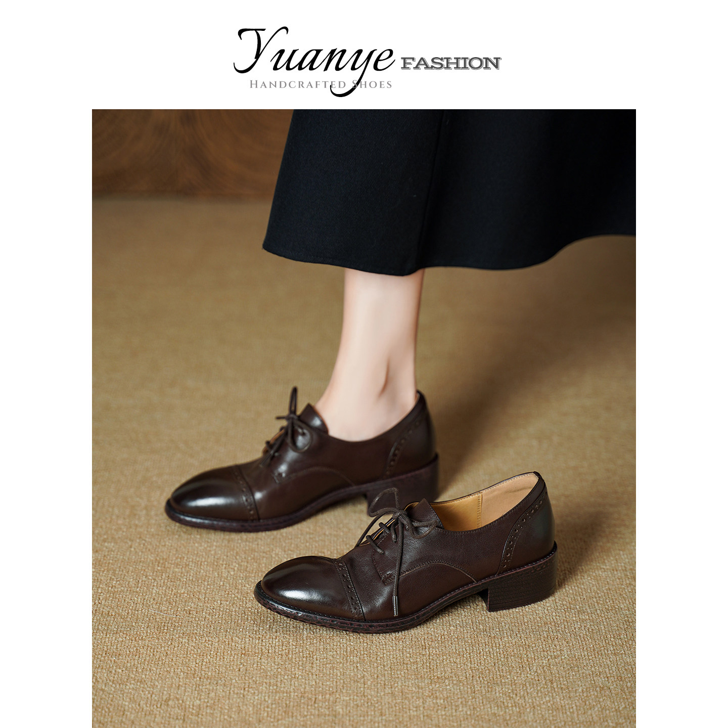 原野Yuanye●苍山负雪！水洗牛皮复古系带深口单鞋方头粗跟小皮鞋,女鞋,深口单鞋,淘宝优惠券,粉丝福利购,淘宝优惠卷