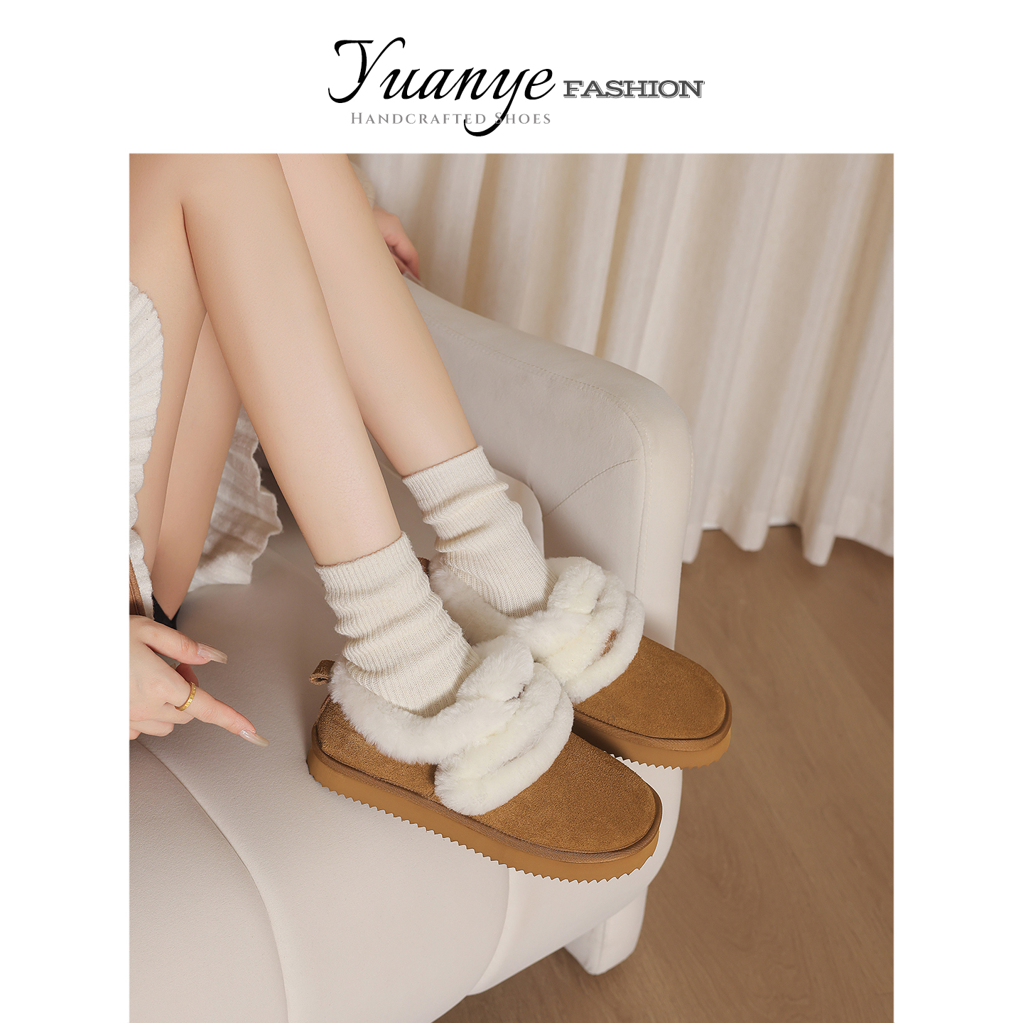 精选●手工真皮厚底雪地靴！