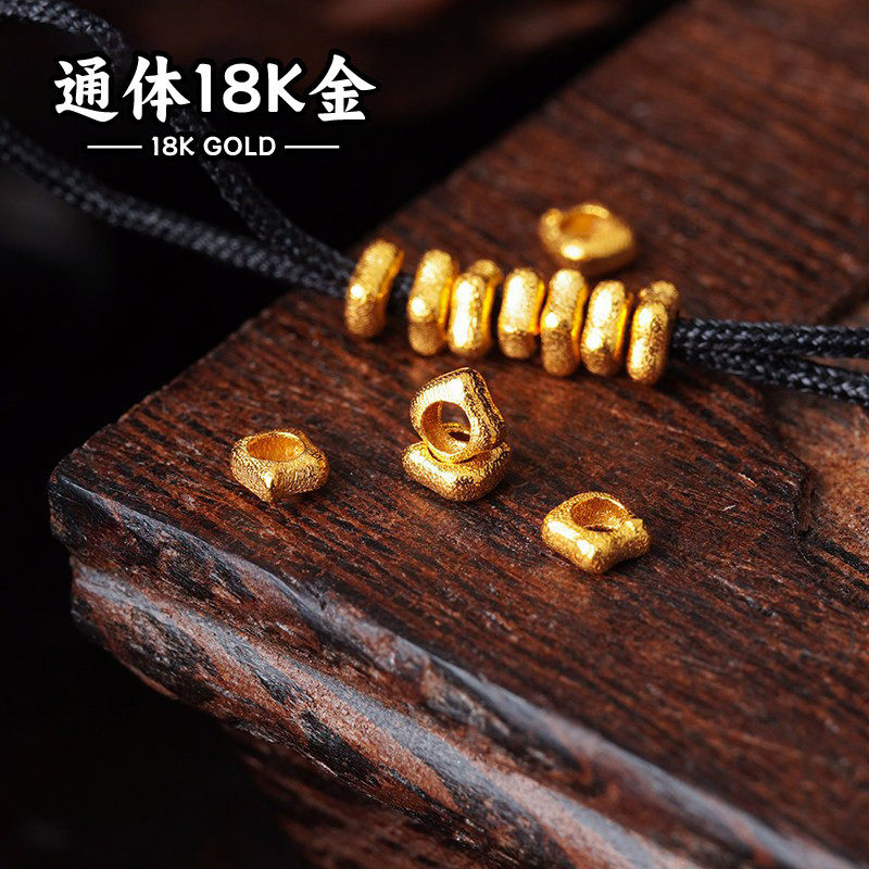 18K金配件DIY古法金材料海棠隔珠隔片垫片手链手绳手串项链手工