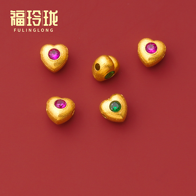 18K金配件DIY黃金心形桃心隔珠