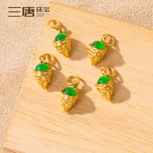 18k金配件diy镶嵌翡翠挂饰吊坠手工编绳串珠手链项链手串配饰珠宝