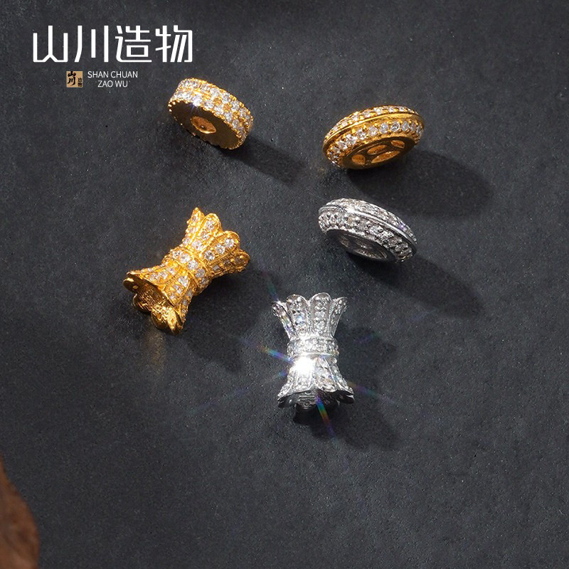 18K金配件diy镶钻石隔片隔珠管珠图片