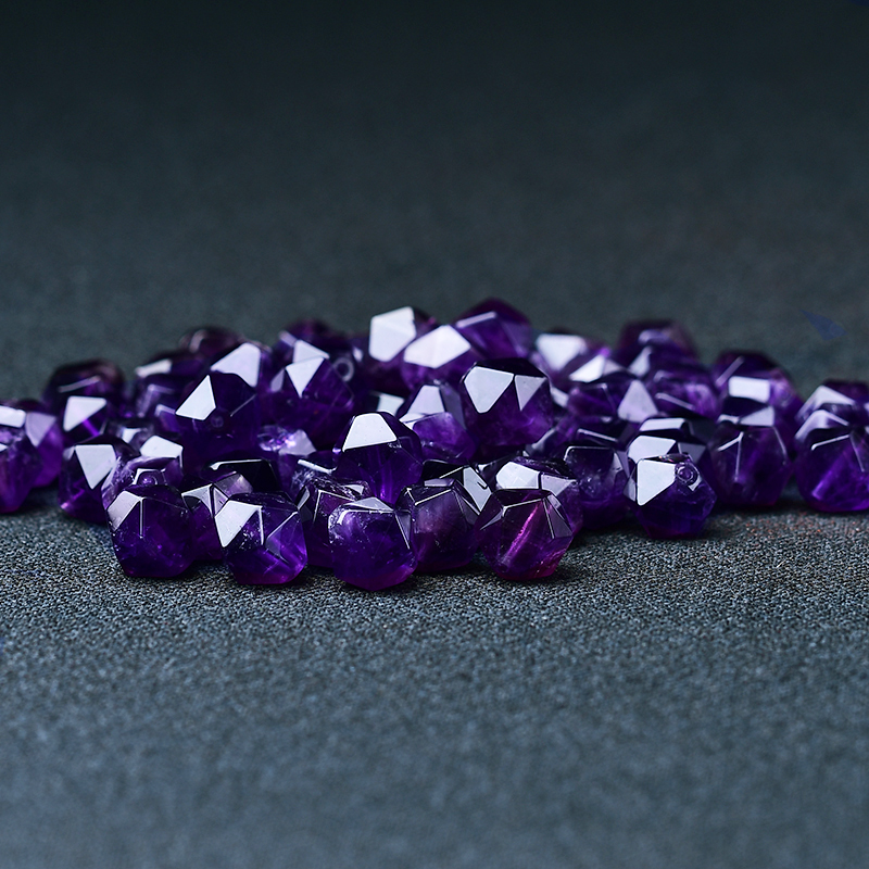 天然紫水晶钻石面切面散珠菱形刻面不规则珠子diy手工编织材料