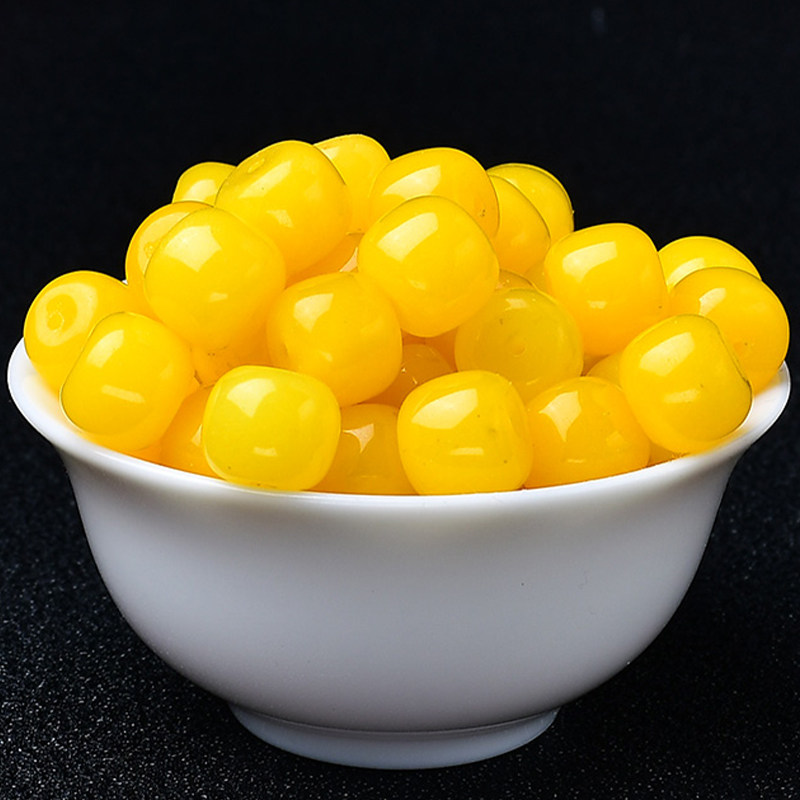 黄玉髓黄玛瑙老型珠鼓珠散珠鸡油黄蜜蜡色黄玉石桶珠diy手链配件