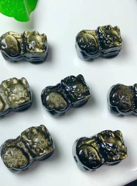 天然金曜石龙生肖福龙穿孔隔珠手链手串diy饰品龙形配件吊坠零件