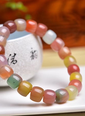 天然盐源玛瑙老型珠单圈手链女款精品简约时尚水晶手串饰品