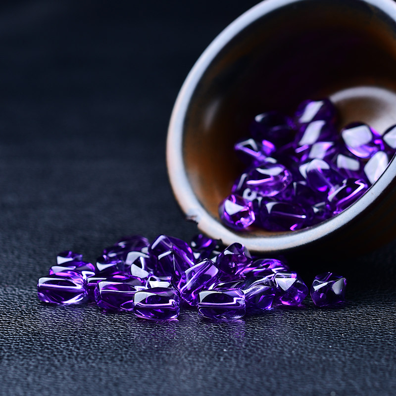 紫水晶扭扭珠麻花扭纹散珠异形不规则随型桶珠切面珠diy手链项链