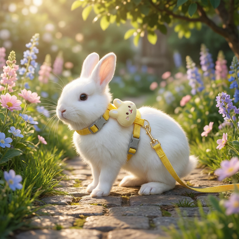 兔兔牵引绳溜兔绳防挣脱遛兔子神器小白侏儒兔专用外出兔绳可调节