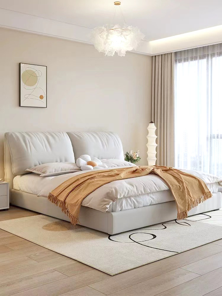 Nordic light luxury technology fabric bed double modern simple small apartment master bedroom wedding bed elephant ear bed 1.5 meters