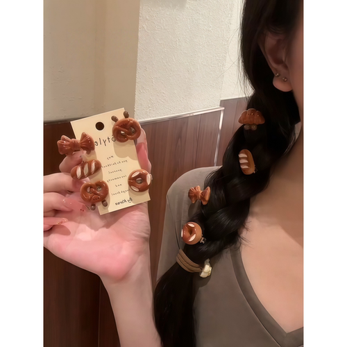 小红书同款创意碱水面包迷你发夹少女心ins鸭嘴碎发夹头发边夹