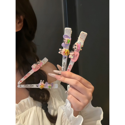 可爱蜡笔小新大号一字夹甜美少女心风无痕碎发刘海侧边夹发饰卡通