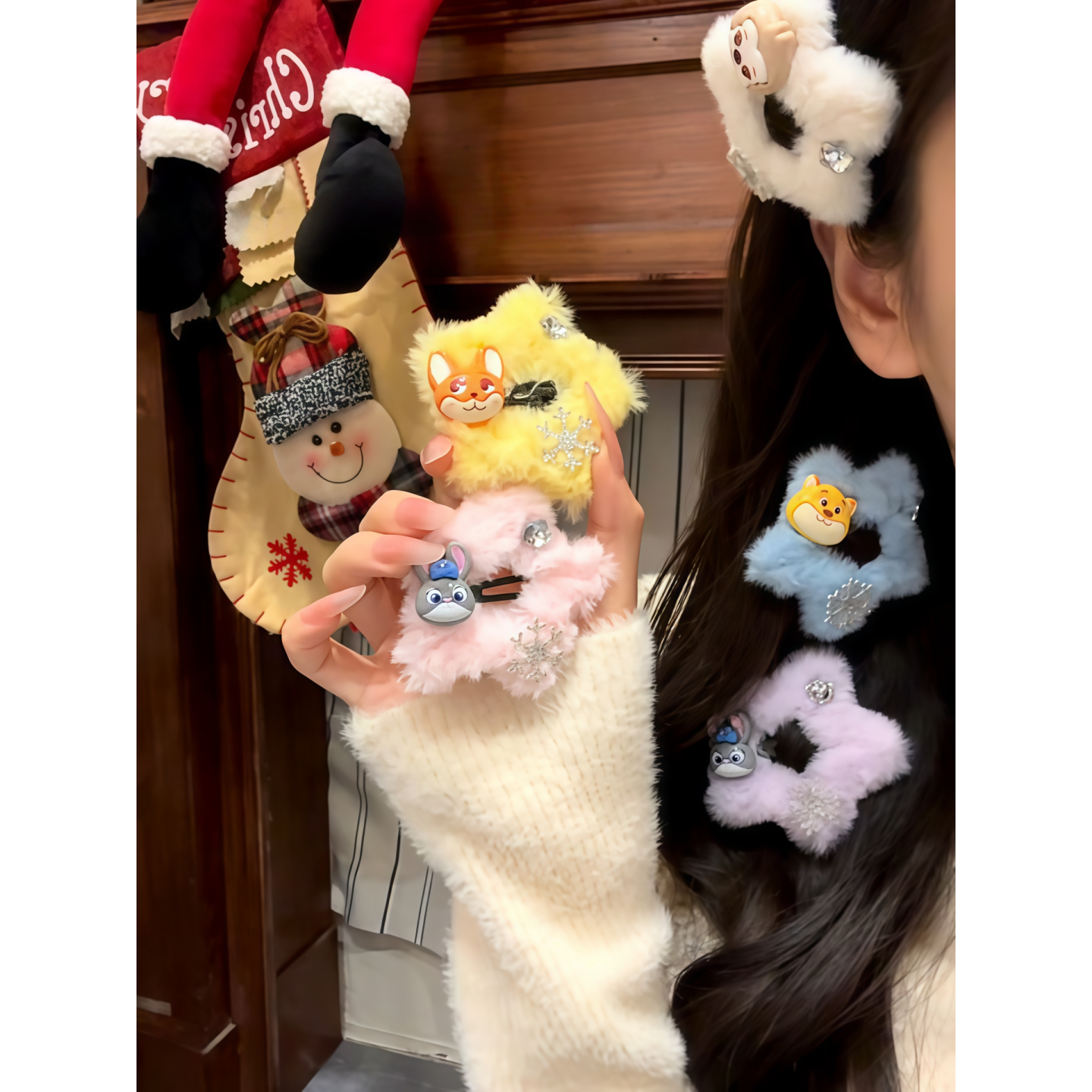 疯狂动物城毛绒五角星发夹女2025新款秋冬侧边刘海夹甜美发卡发饰