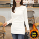 内搭女冬季 装 t恤中长款 白色加厚加绒显瘦打底衫 修身 包臀保暖上衣T