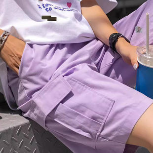 2025新款工装短裤女夏季五分裤子休闲宽松大码胖mm运动高腰中裤