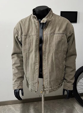 GZSHOP 美式重磅水洗立领纯色哈灵顿外套设计感春秋季休闲夹克