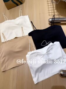 妃子纪3517冰丝无痕固定杯一字领吊带抹胸内衣女性感辣妹打底美背