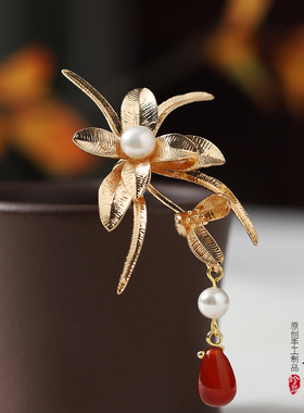 青雀记原创设计手工复古风簪子明制超百搭花朵汉服配饰发钗山茶雪