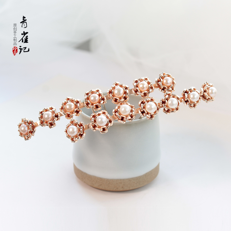 古风青雀原创手工明制一字发冠