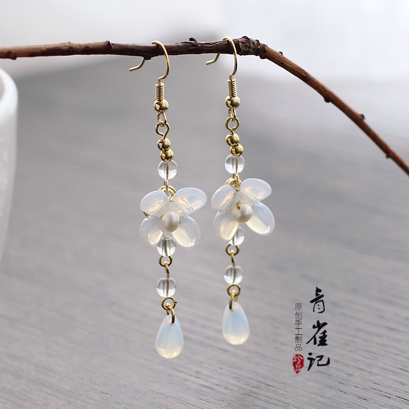 青雀记手工美国包金耳环汉服配饰