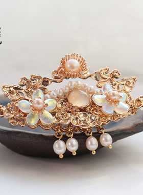 青雀记原创手工古典风明制发冠头饰汉服古装配饰头冠花钿小钗祥云