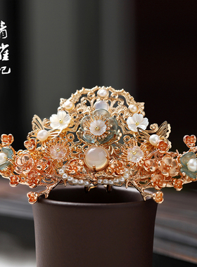 青雀记原创汉服配饰发冠中国风复古旗袍头冠民族古装皇冠女广寒谣