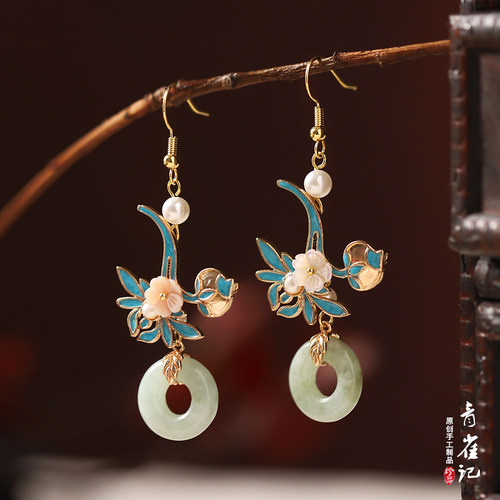 青雀记古风翡翠烧蓝女高级感耳环