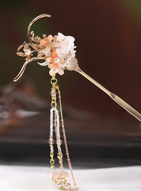 青雀记原创设计手工步摇清新花朵复古典风盘新中式女春花秋月发簪