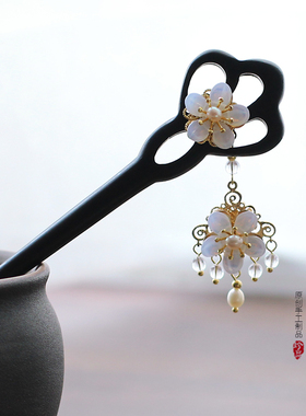 青雀记手工古典中国风民族风黑檀木簪子旗袍汉服配饰头饰发簪流莺