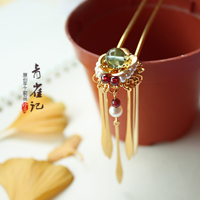 青雀记手工复古典明制珍珠萤石
