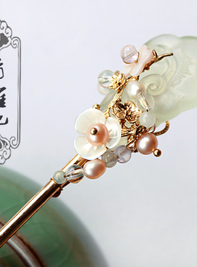 大明风华青雀记原创天然玉发簪古风簪子汉服旗袍古装头饰女花想云