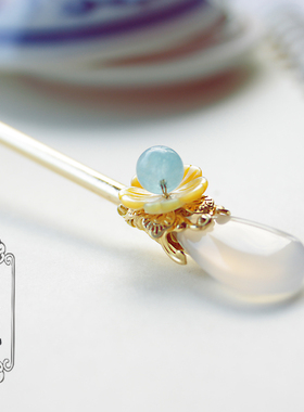 青雀记原创汉服发簪复古玛瑙发饰古风日常盘发簪子古装头饰女白芷