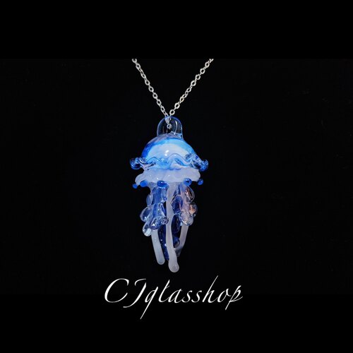 CJglasshop-海之精灵 创意玻璃项链吊坠水母艺术品纯手工生日礼物