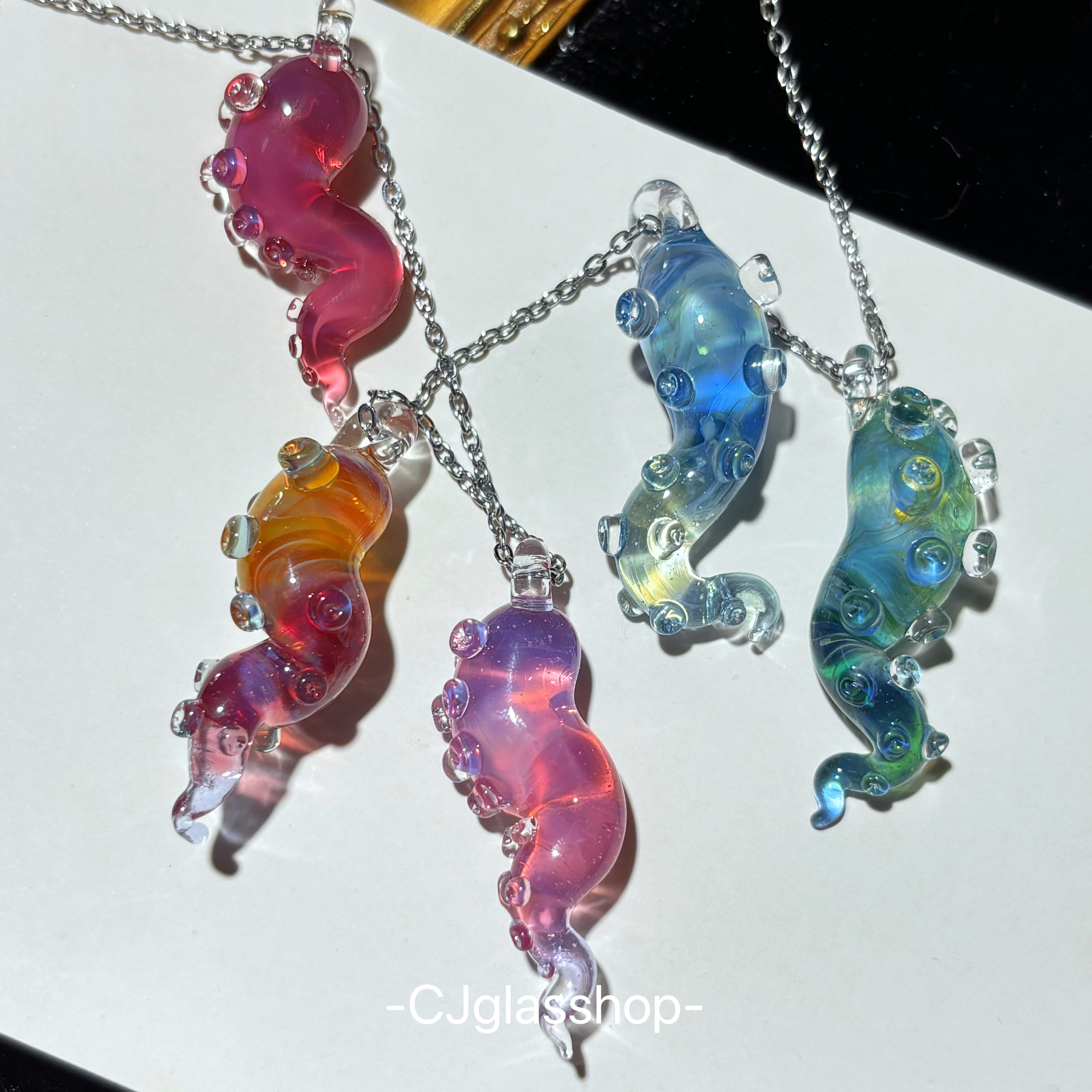 CJglasshop孤品 章鱼触手 琉璃手工触角项链 克苏鲁小众艺术吊坠