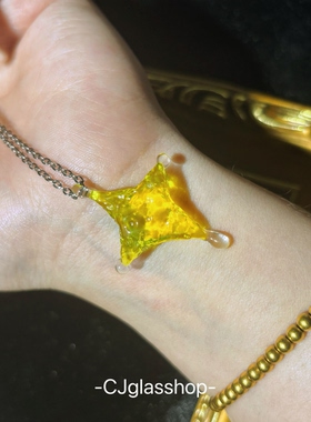 CJglasshop-四角星芒小众星星项链吊坠饰品艺术品纯手工生日礼物