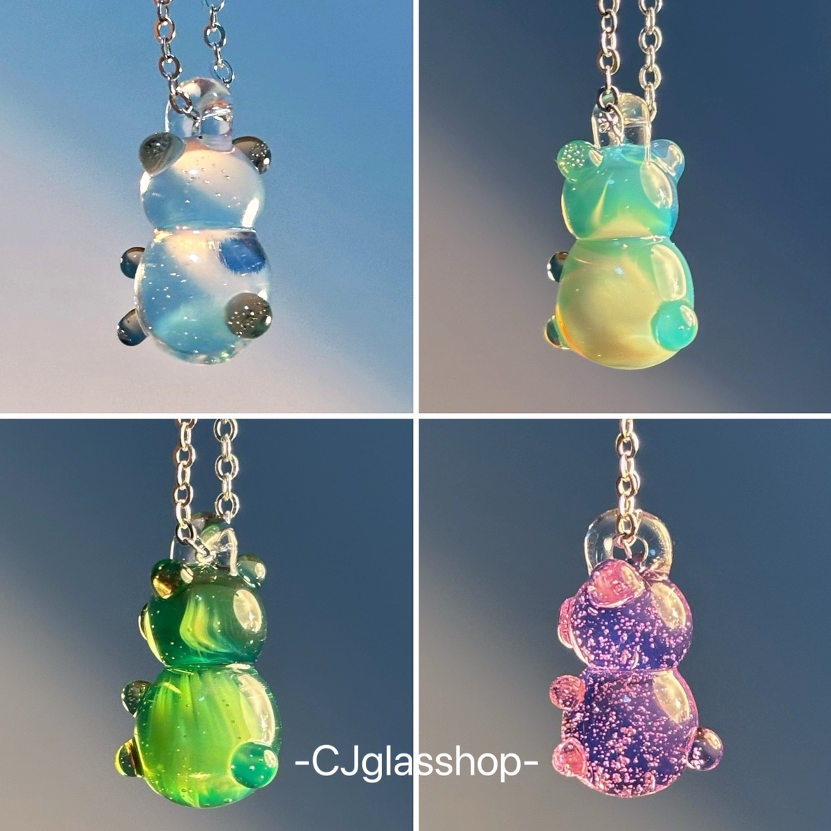 CJglasshop-小熊软糖 创意玻璃熊猫项链吊坠艺术品纯手工生日礼物