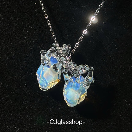 CJglasshop-收服海王的心 创意项链小众灯工玻璃艺术心脏生日礼物