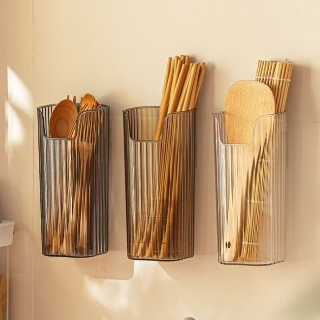 筷子筒家用筷子架带盖壁挂式塑料筷子笼置物架沥水厨房筷子收纳盒