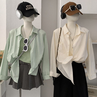 两件套女 衬衫 6008 单排扣中长款 彩色吊带叠搭翻领纯色长袖