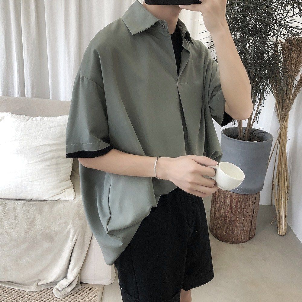 summer Easy Silk sliding Handsome ruffian Chiffon Short sleeved shirt man Thin section half sleeve Borneol leisure time shirtin the Men's clothing, Shirt  category - from Buy2taobao.com to provide professional Taobao agent buy service