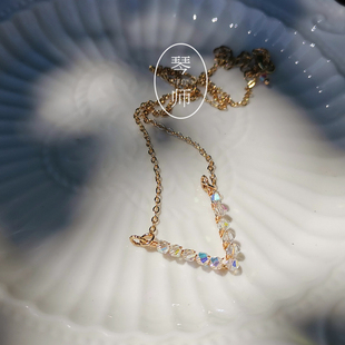 仿奥地利超闪水晶手链14k包金轻奢定制小众设计ins百搭手串超细