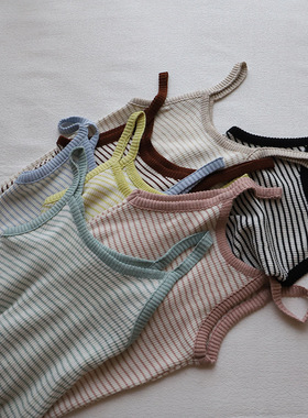 2025夏季新品韩系条纹针织吊带小背心女内搭外穿上衣