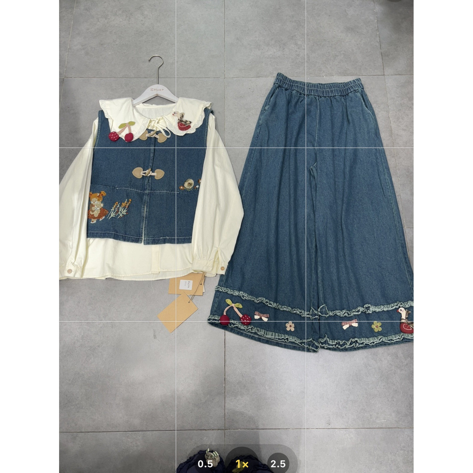 日系樱桃小鸭长袖衬衫