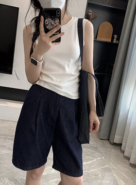 韩国跟单*品质春夏款现货极简气质显瘦无袖套头背心上衣女